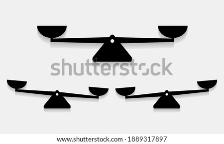 Set of scale icon. Balance and unbalance, one-sided. Illustration vector