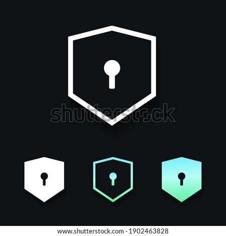 Set of security shield with key hole. Protection modern concept. Illustration vector