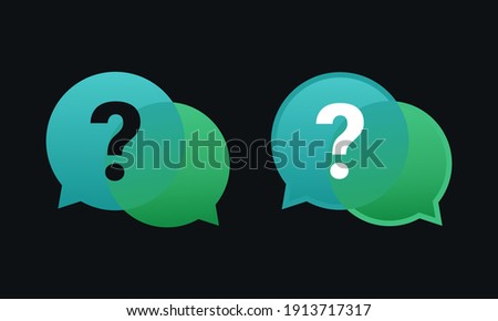 Set of question icon. Two chat speech message bubbles with question marks. FAQ or forum icon. Communication concept. Illustration vector