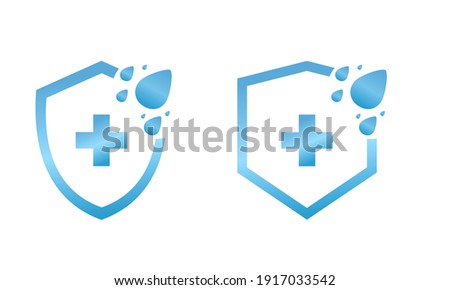 Waterproof icon. Shield with a plus sign and waterdrop. water protection icon. Illustration vector