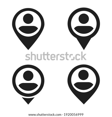Set of map pointer with user icon. Person location. IIlustration vector