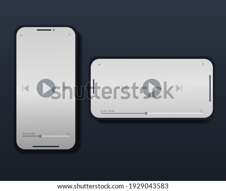 Video player on smart phone screen. Video paused, buffering. Streaming on phone. Modern design. Illustration vector