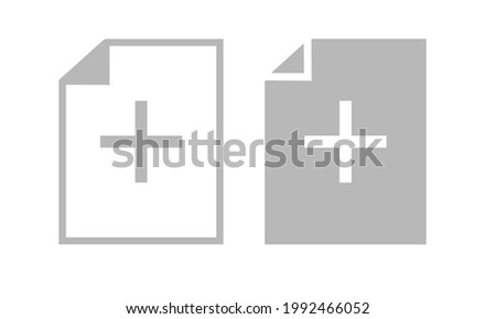 Document file with add plus icon. Add file. New document. Upload file, paper or document for web. Illustration vector