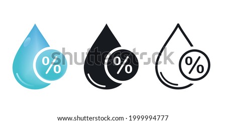 Humidity icon. Water rate. Drop of water with percent icon. Illustration vector