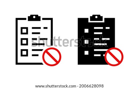 Clipboard prohibited, blocked. Paper file forbidden. No document report. Illustration vector