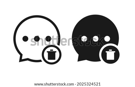 Bubble message with trash bin icon. Delete chat sign. Remove comments design concept. Illustration vector