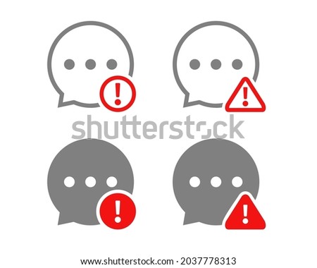 Message bubble icon with exclamation mark. Caution notice warning error message chat design concept. Illustration vector
