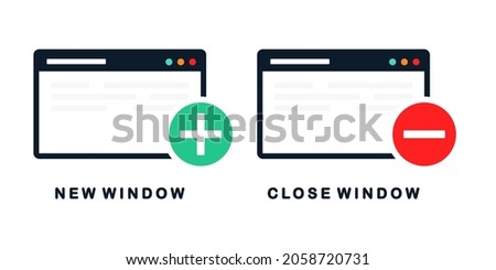 New window and close window button sign. Illustration vector 
