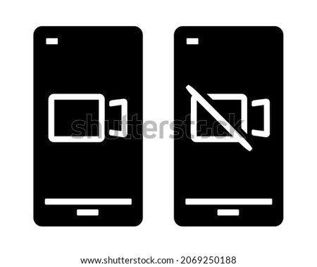 Turn on  or off video camera on smartphone screen. Illustration vector