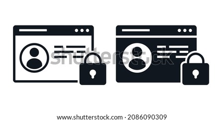 Locked data account. ID profile security. Illustration vector