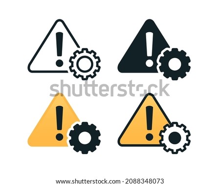 System error. Exclamation mark with gear icon. Illustration vector