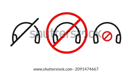 No headphones sign. Earphones prohibited symbol. Illustration vector 