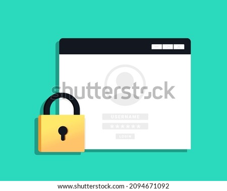 Locked data account. ID profile security protection. Illustration vector