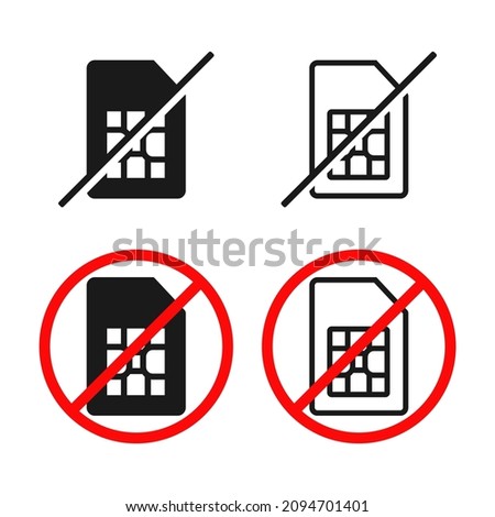 No simcard sign. Sim card rejected. Illustration vector