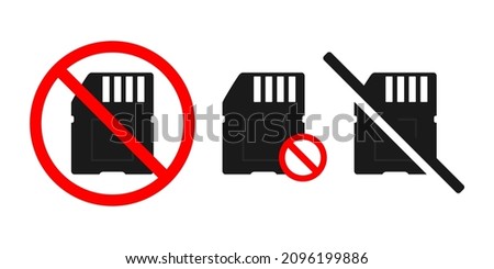 No memory card icon. Memory card prohibited. Illustration vector