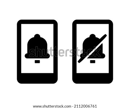 Mute sign. Silent mode or vibrate mode. Notification bell ring icon. Vector Illustration