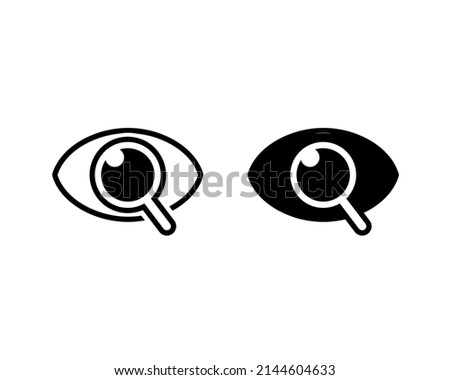Preview icon. Eye with Magnifying glass. Vector illustration
