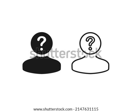 User profile with question icon. Unknown person, suspect concept. Vector illustration