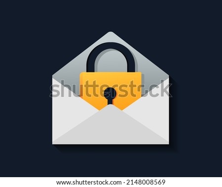 Mail lock. Secure email protection sign symbol. Vector illustration	