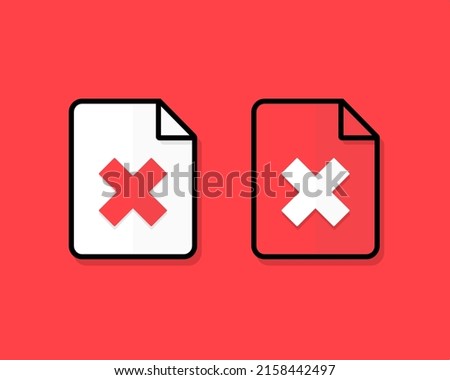 Document with cross sign. vector illustration