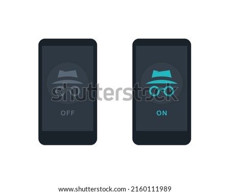 Incognito mode on mobile phone. Vector illustration