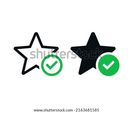 Star with checkamark. Best valuation. Features icon. Vector illustration