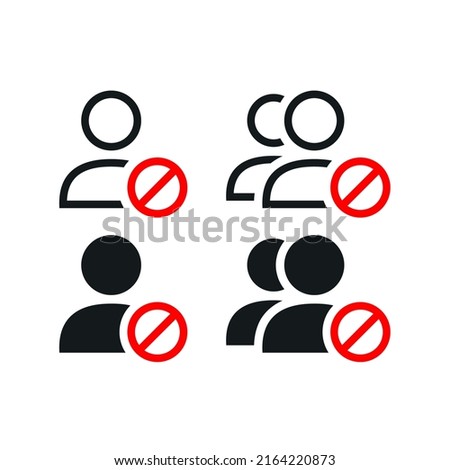Blocked user person. Block profile icon. Stop group. Vector illustration