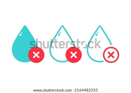 Water with cross mark. Poor water quality. Vector illustration