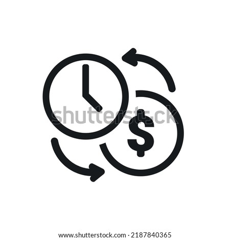 Time is money. Clock and coin exchange. Vector illustration