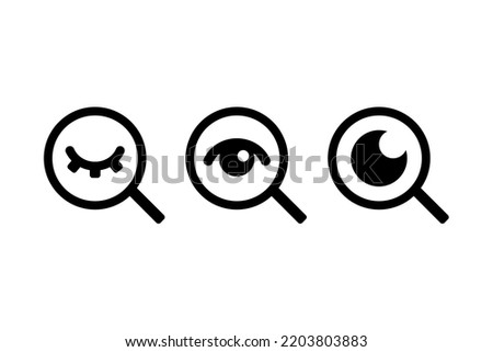 Eye with Magnifying glass. Preview icon. Vector illustration