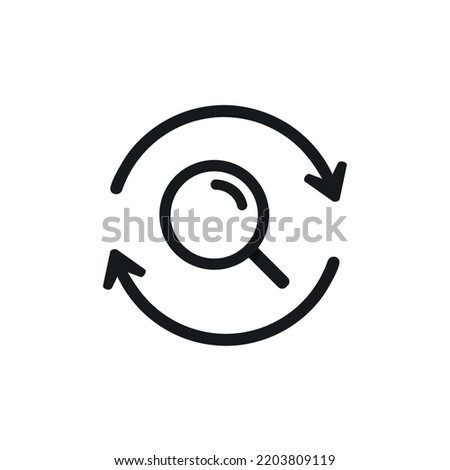 Magnifying glass sync icon. Vector illustration