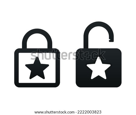 Lock star icon. Illustration vector