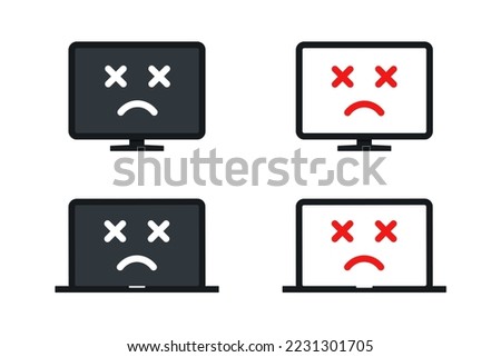 Computer laptop error dead emoji. Illustration vector