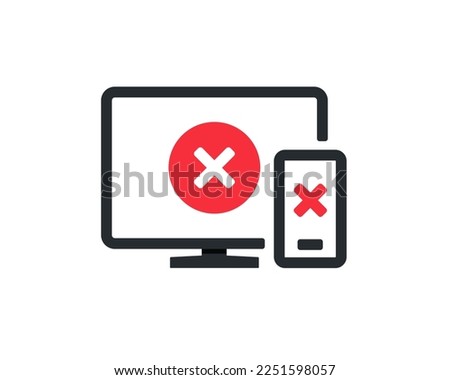 Computer phone warning error icon. Illustration vector