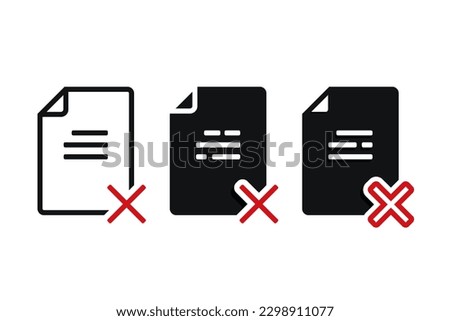 File document reject remove icon. vector illustration