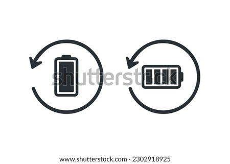 Battery rotation recover icon. Restore energy. Illustration vector