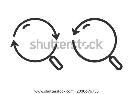 Magnifier sync icon. Vector illustration