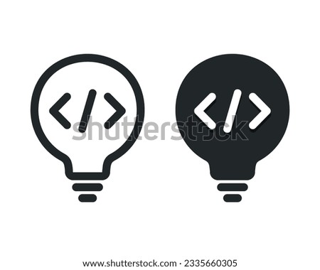 Lightbulb coding icon. Illustration vector