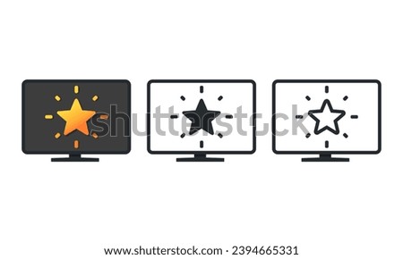 Computer with star icon. Illustration vector