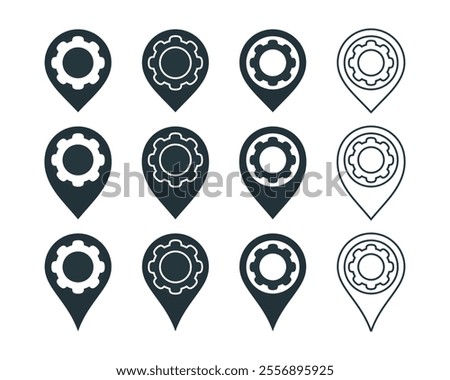 Gear engine pin location icon. illustration vector