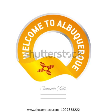 Welcome to Albuquerque New Mexico flag ribbon travel logo icon stamp