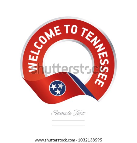 Welcome to Tennessee USA flag ribbon travel logo icon stamp