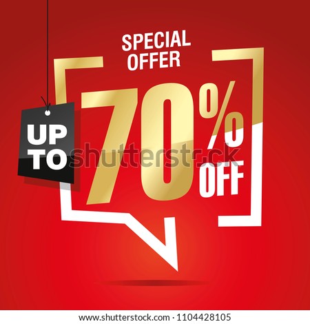 70 percent off sale isolated gold red sticker icon