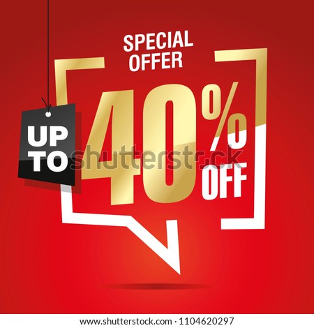 40 percent off sale isolated gold red sticker icon