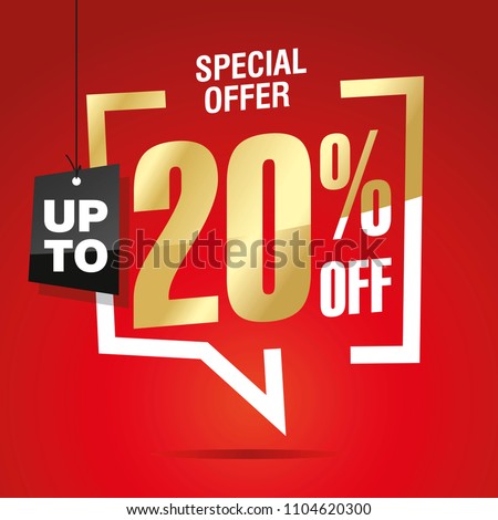 20 percent off sale isolated gold red sticker icon
