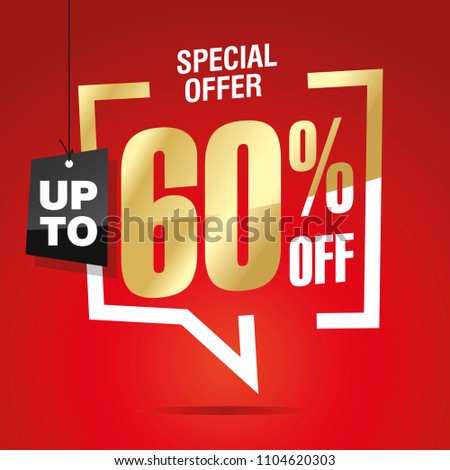 60 percent off sale isolated gold red sticker icon