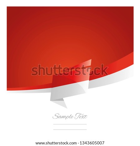 Monaco flag ribbon New abstract origami red background banner vector