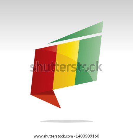 New abstract Guinea flag origami logo icon button label vector