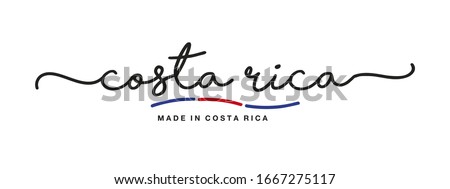 Made in Costa Rica handwritten calligraphic lettering logo sticker flag ribbon banner