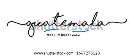 Made in Guatemala handwritten calligraphic lettering logo sticker flag ribbon banner